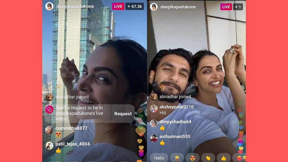 Deepika Padukone and Ranveer Singh on their balcony.