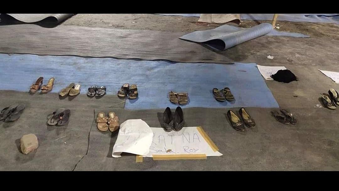 Protestors at the anti-CAA protestors in Park Circus that was on for 75 days, have cleared the protest site but have kept shoes to show that protest is not off.