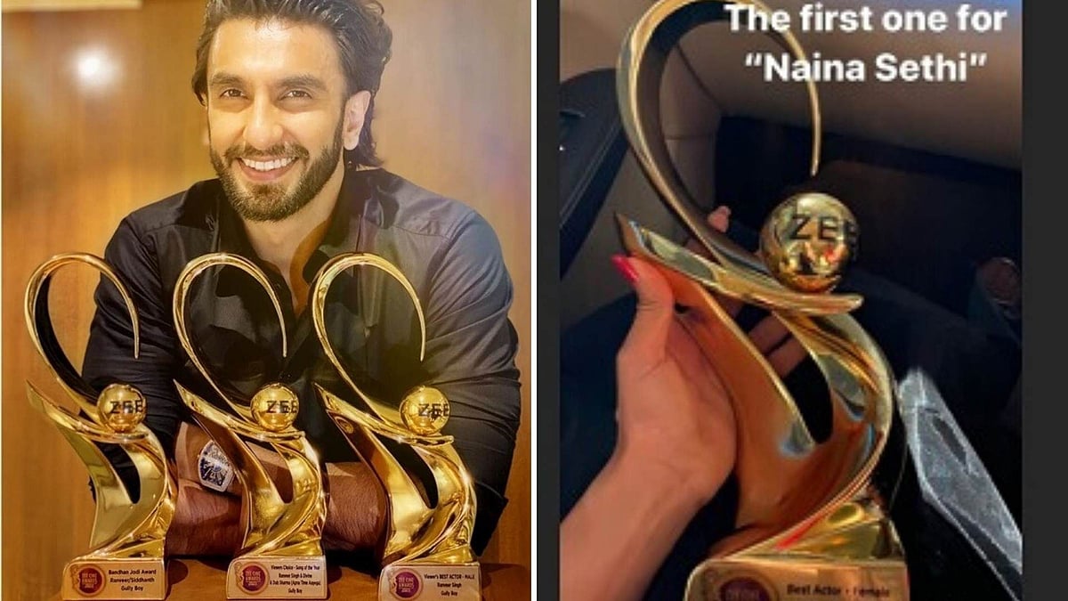 Ranveer Singh and Tapsee Pannu share pictures of their trophies. 