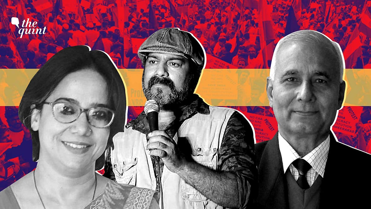 From L-R: Sadaf Jafar, Deepak Kabir and SR Darapuri, who are three of the 57 people whose names and addresses have been put up in the hoardings.