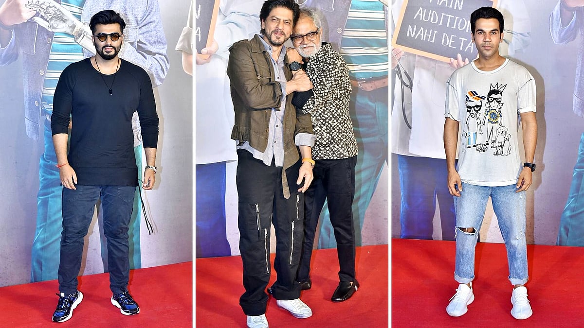 Arjun Kapoor, Shah Rukh Khan, Sanjay Mishra and Rajkummar Rao at <i>Kaamyaab</i> screening. &nbsp;