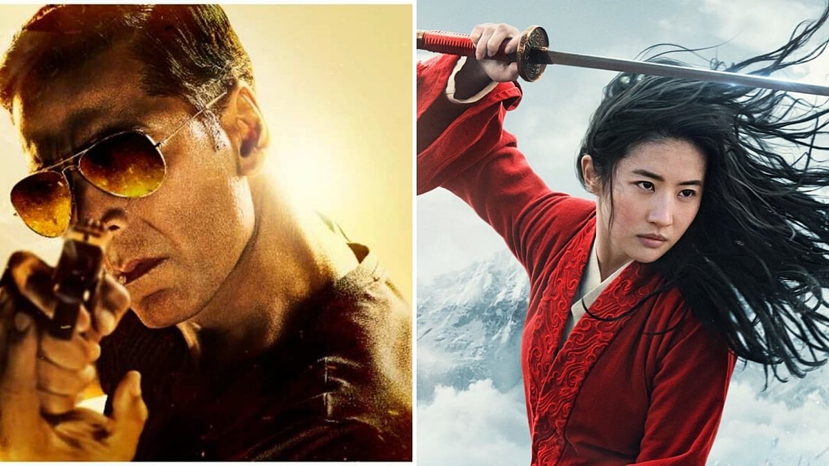 Stills from <i>Sooryavanshi</i> and <i>Mulan</i>.