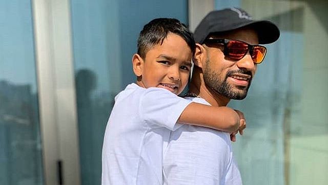 In a video uploaded by Shikhar Dhawan, the father-son duo can be seen experimenting with video filters.