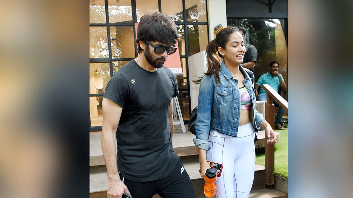 A file photo of Shahid Kapoor and Mira Rajput exiting a gym in Bandra. 