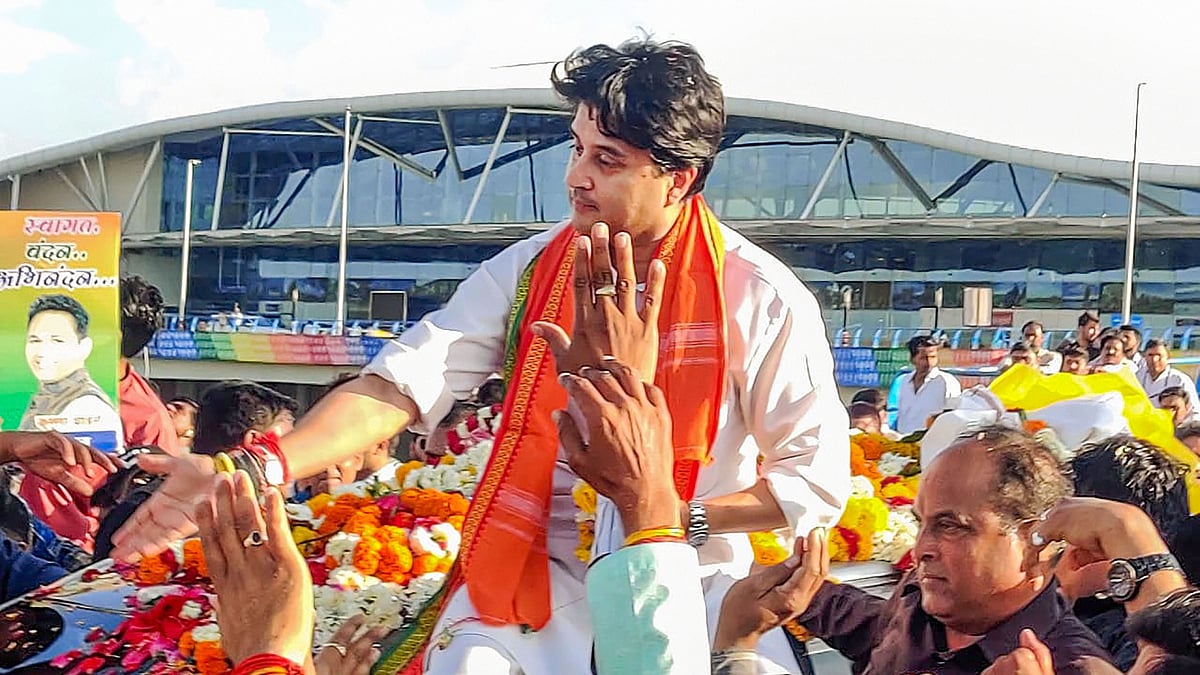 Former Congress leader Jyotiraditya Scindia in Bhopal.