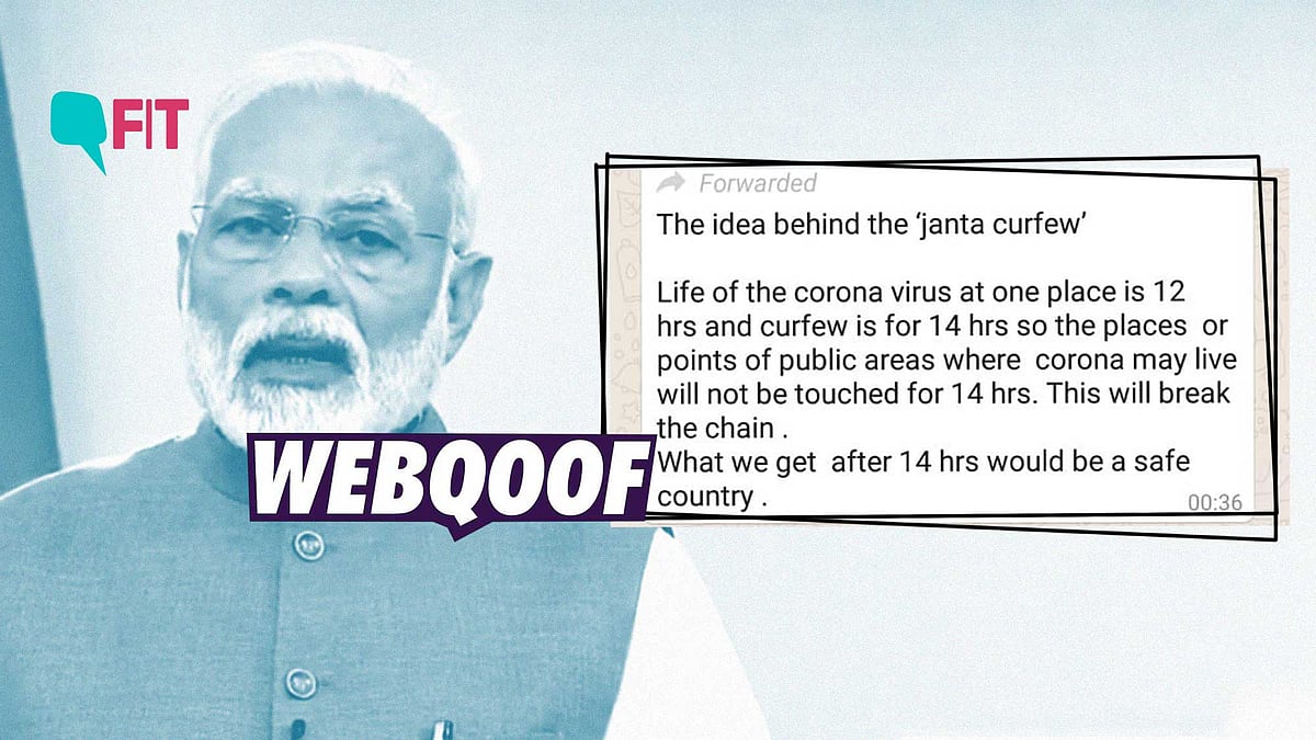 A viral message claims that the Janta Curfew of 14 hours exceeds the time the coronavirus virus lives on surfaces, which would make India safe from COVID-19.