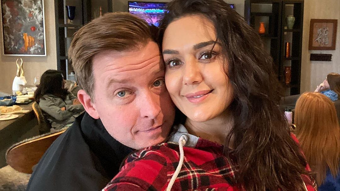 Preity Zinta with husband Gene Goodenough at their LA home. 