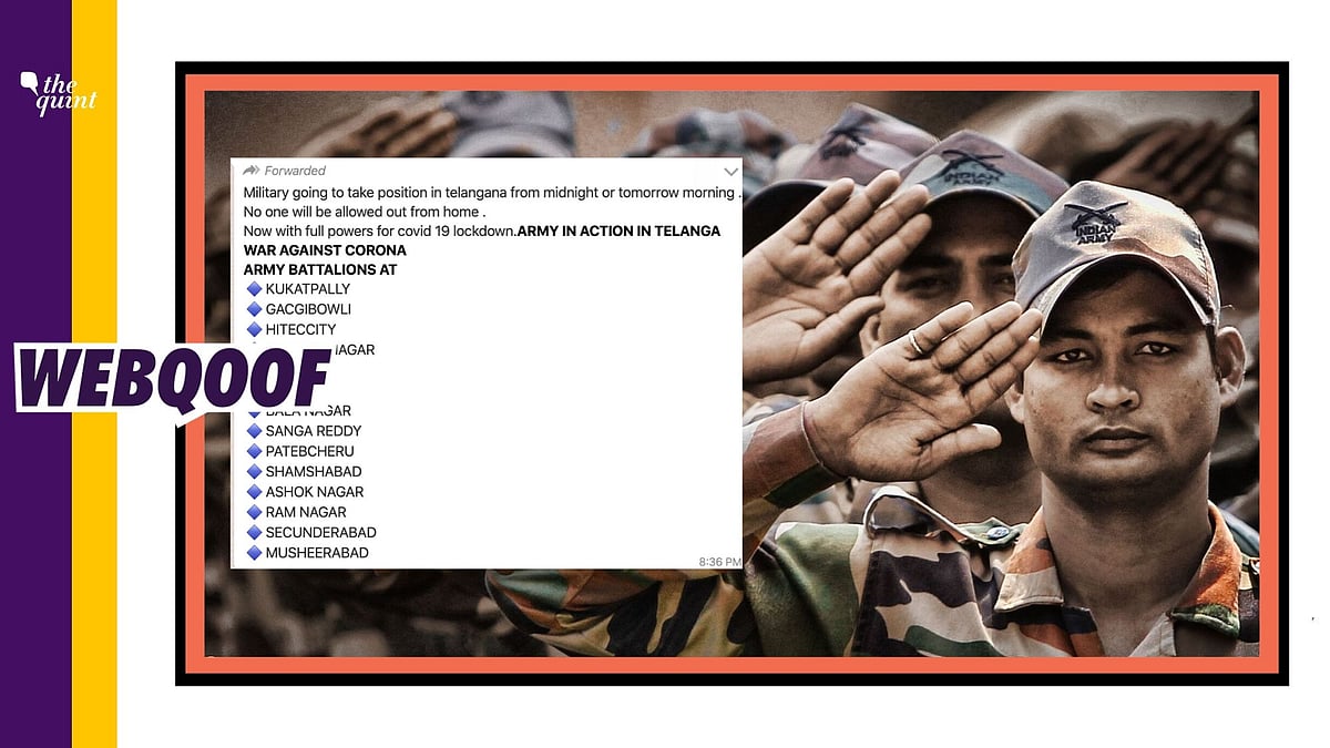 A viral message has falsely claimed that the Indian army is going to be positioned in Telangana to tackle the COVID-19 pandemic.