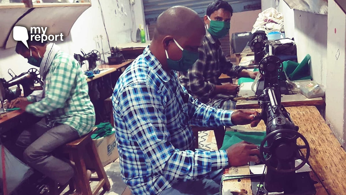People of Sanjarpur village make and distribute masks among coronavirus outbreak.