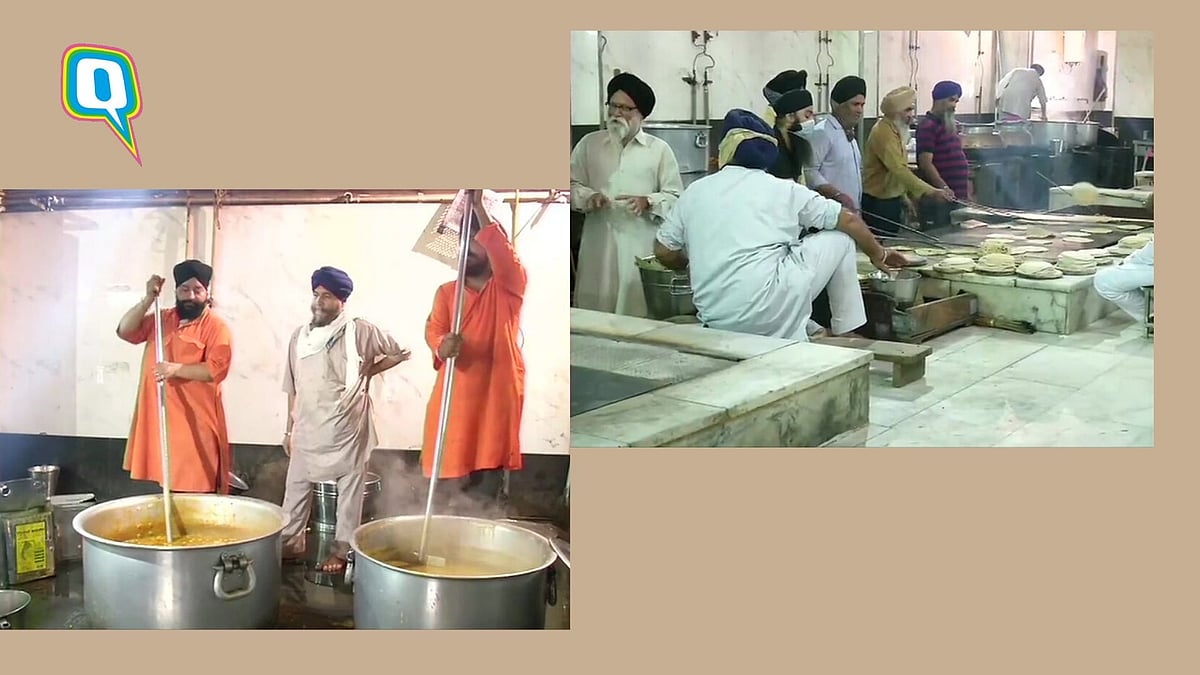 Food being prepared in the Gurudwara Bangla Sahib kitchen.