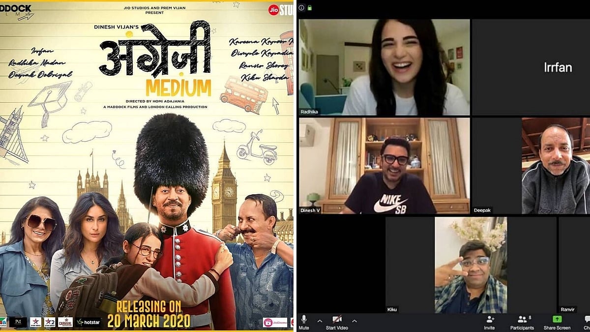 The team of <i>Angrezi Medium </i>watched the online premiere of the film together.