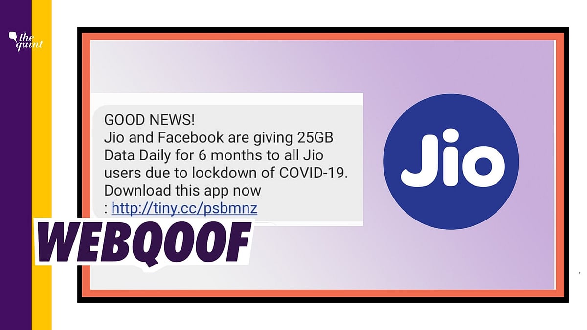 A viral message falsely claimed that Jio and Facebook are giving free 25 GB data to Jio users for six months due to COVID lockdown.