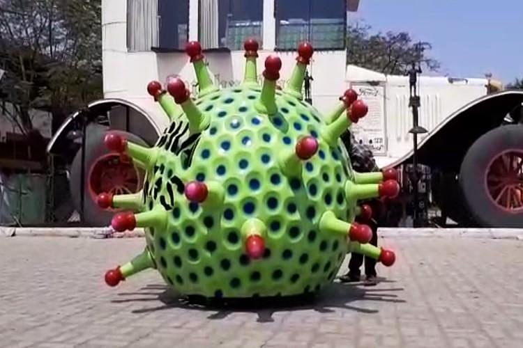 Grabbing eyeballs, K Sudhakar Yadav, owner of Sudha Cars Museum in Hyderabad, has designed a six-wheeled car resembling the structure of the coronavirus
