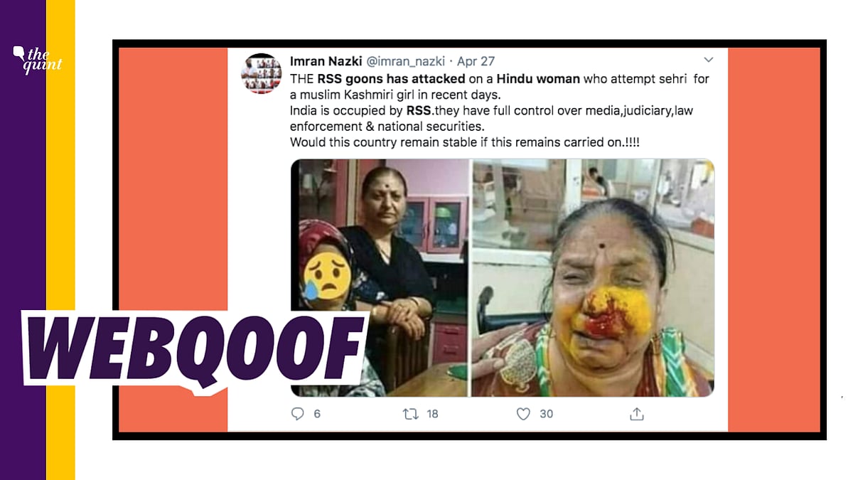 A post claiming that RSS goons attacked a Hindu woman who attempted sehri for a Muslim girl recently has gone viral.