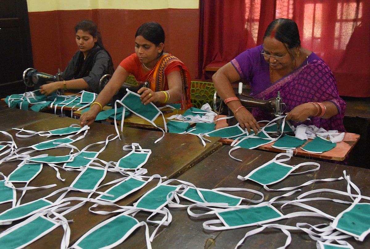 Women are making masks amid coronavirus outbreak.