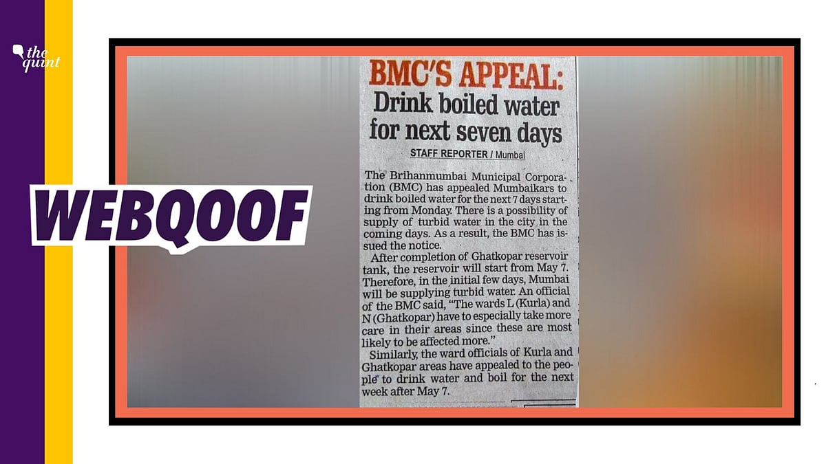 Old newspaper clipping on BMC’s appeal to drink boiled water passed off amid coronavirus pandemic.