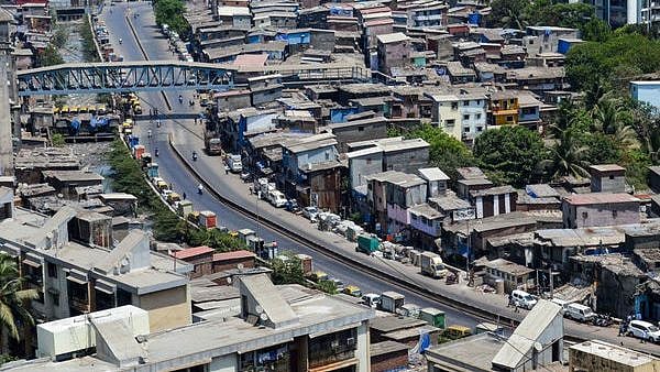 An aerial look at the DR Baliga Nagar slum in Dharavi.