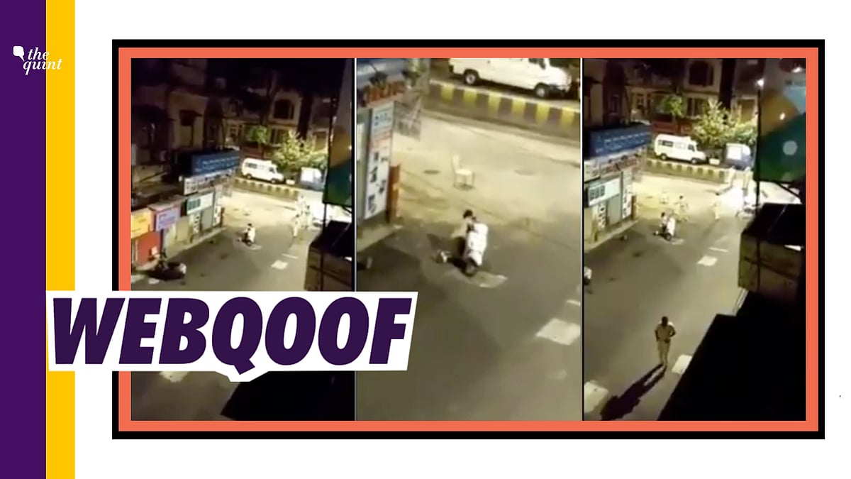 In the short video, a woman constable, seemingly unwell, can be seen taking support against a scooter.