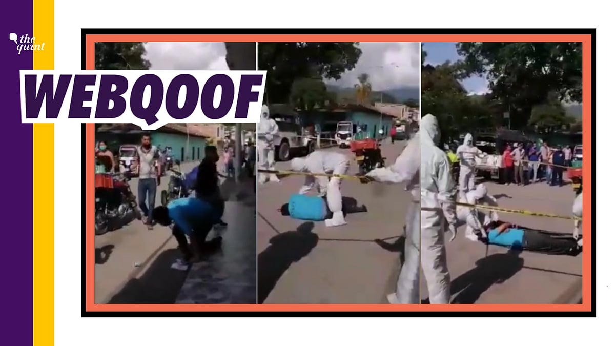 The minute-long clip shows a man in a public space coughing and eventually collapsing and dying.