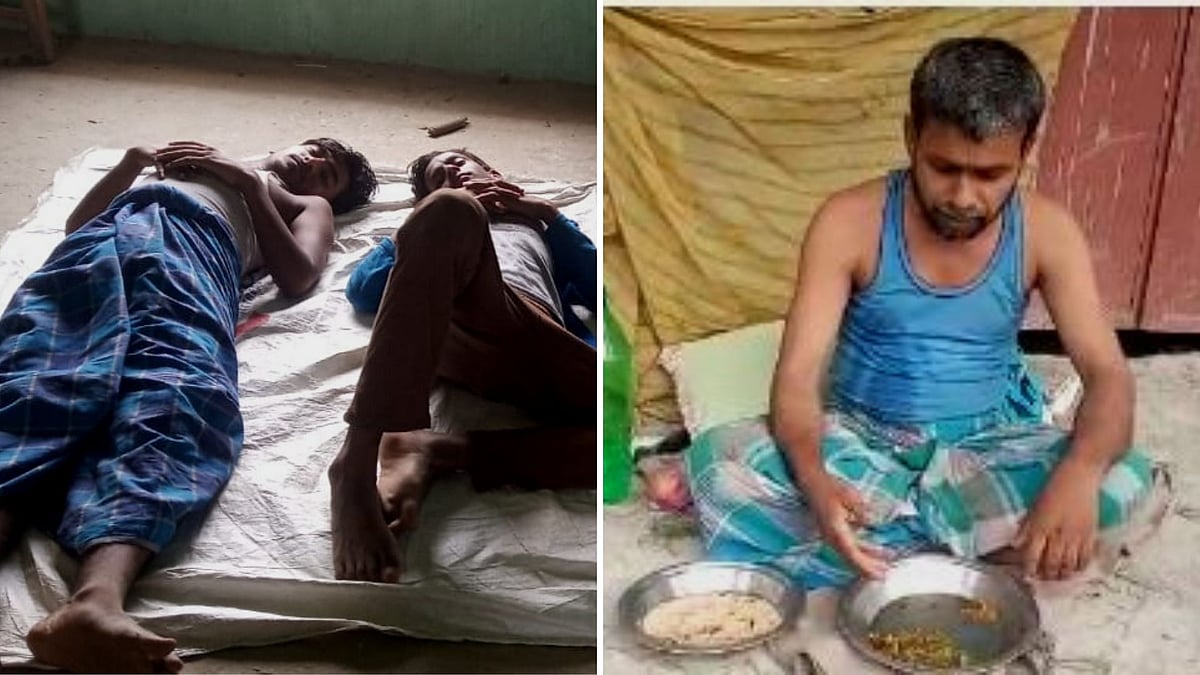 Migrant workers housed at a quarantine centre in Madhubani, Bihar.