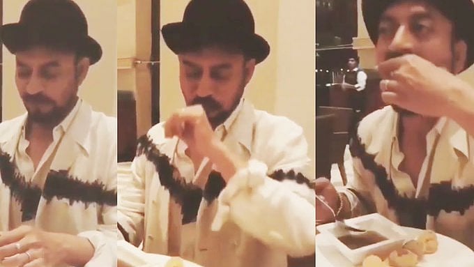 Irrfan Khan eating pani puri.
