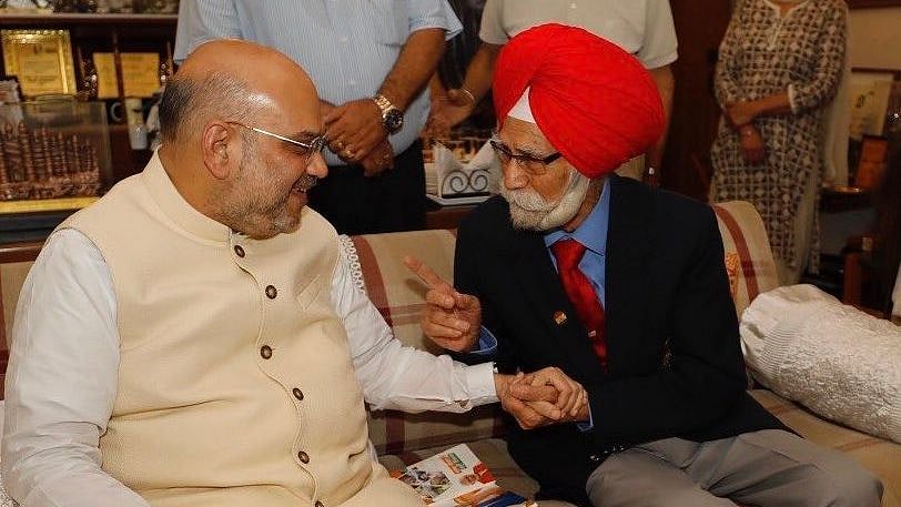 File picture of Amit Shah with Balbir Singh Sr.
