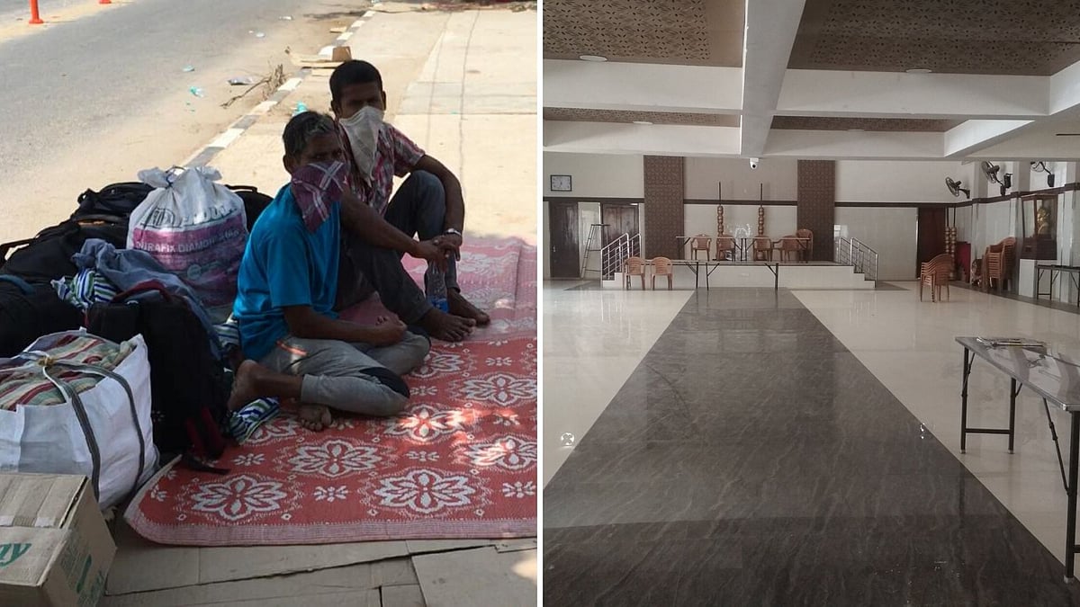 Activists said that several wedding halls or kalayana mantapas were locked up, despite being designated as shelters
