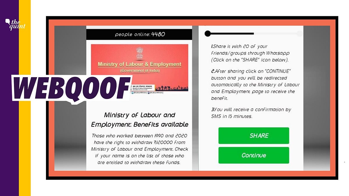 A claim that the Ministry of Labour and Employment will be providing benefits worth Rs 1.2 Lakh to workers who worked between the 1990 and 2020 is being shared on social media