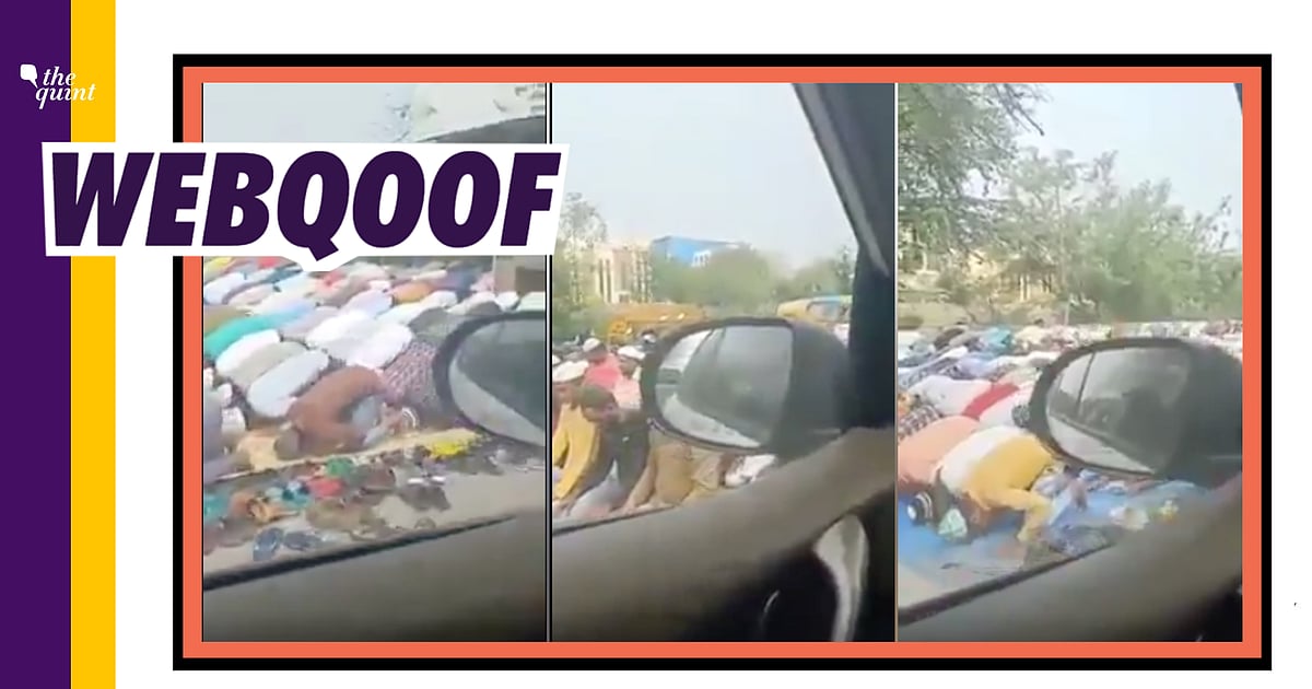 Image accompanying Muslims offering namaz in large group in Delhi in violation of lockdown rules