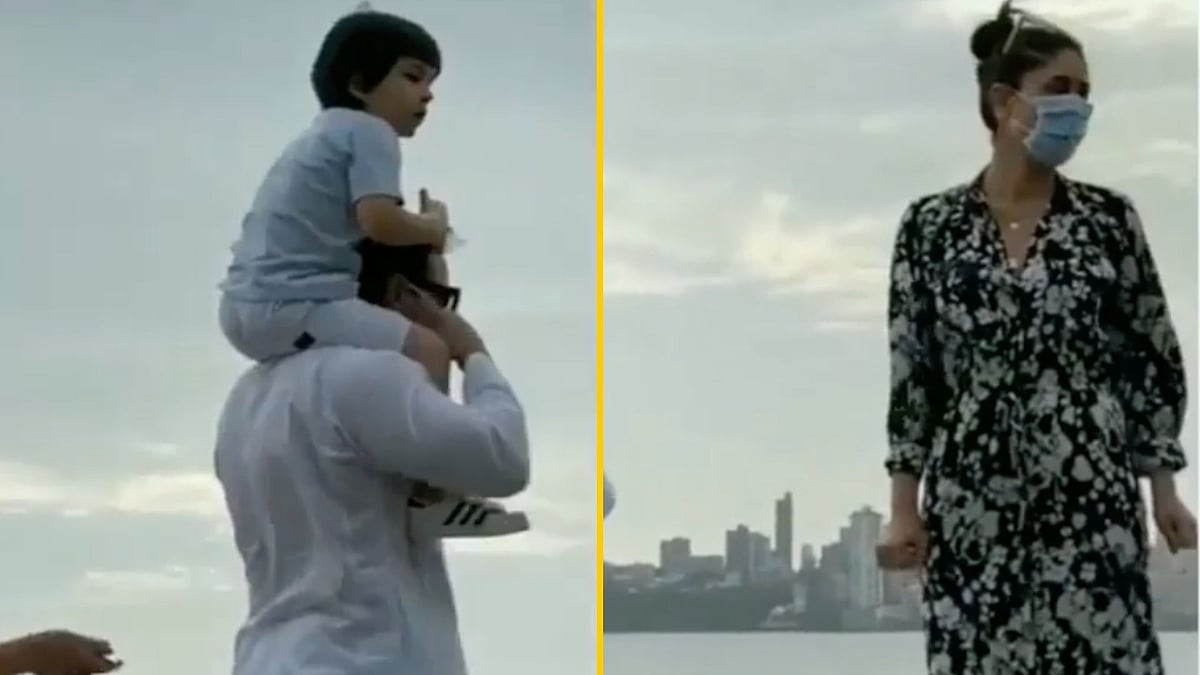 Saif Ali Khan and Kareena Kapoor with their son Taimur.&nbsp;