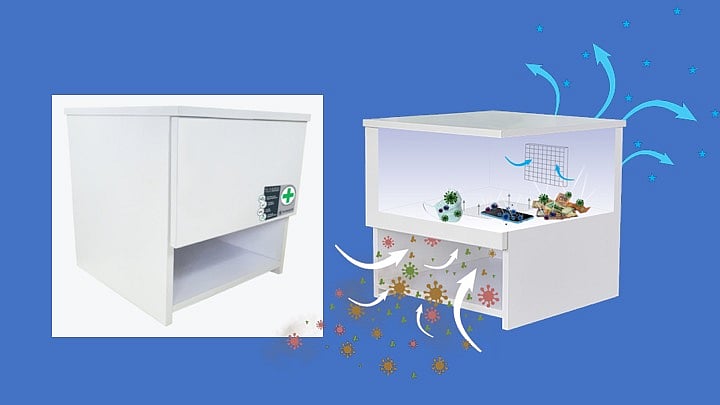 This UV sanitising drawer doubles up as an air purifier.
