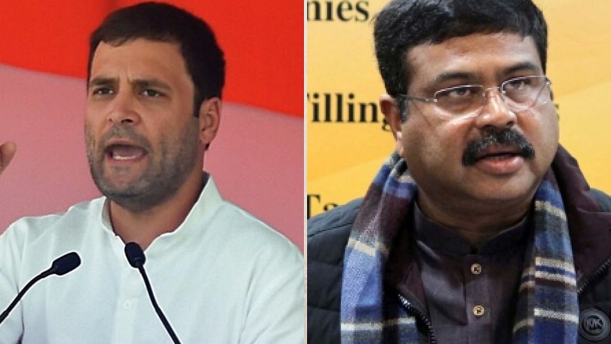 Union Petroleum and Natural Gas Minister Dharmendra Pradhan(right) has responded to Rahul Gandhi’s (left) remarks on government profiteering from the increased fuel prices.