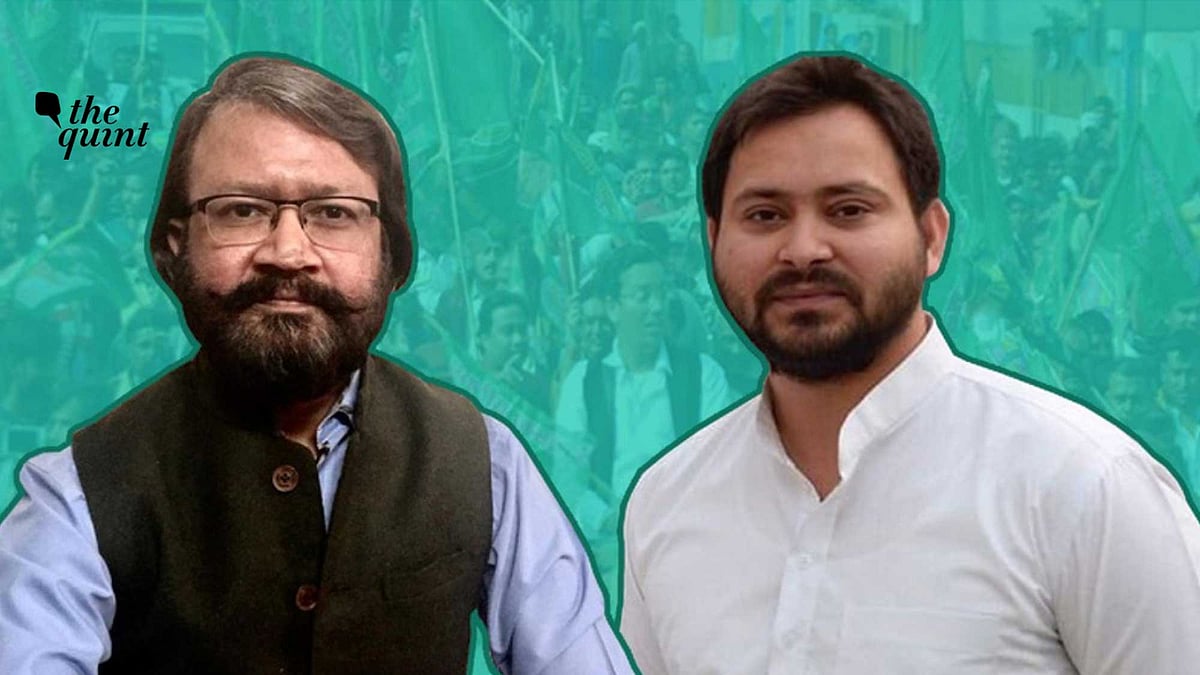 The Quint's Neeraj Gupta with Tejashwi Yadav. 