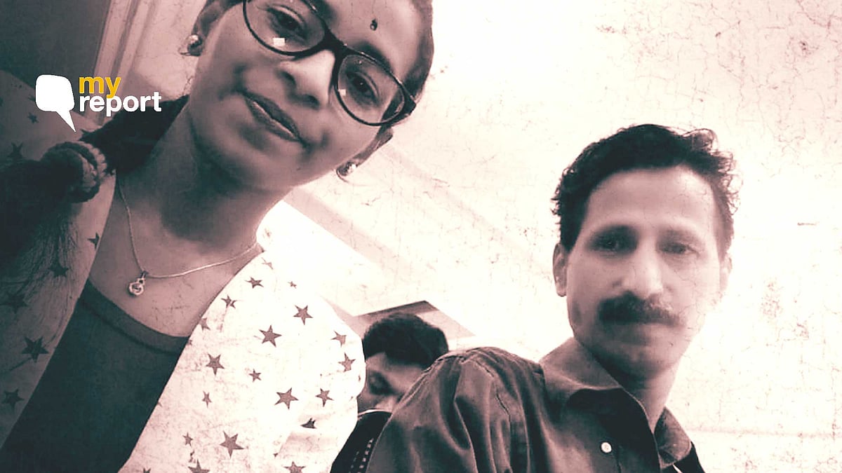 A photo of Radhika with her late father Janardan Sarang.