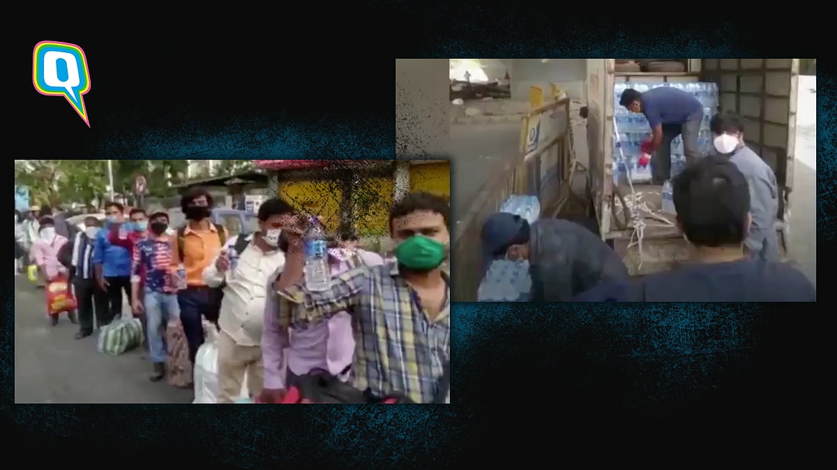 The Ismaili Muslim Community volunteers in Kurla, Mumbai are distributing water bottles to migrants