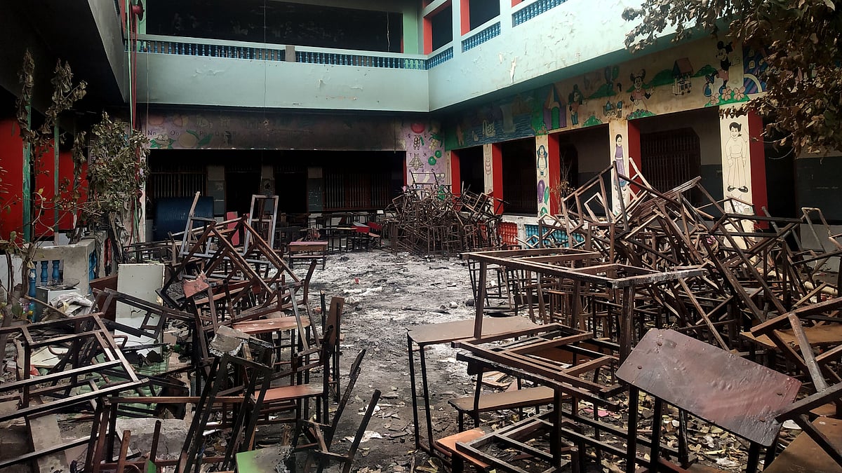 School burnt down to ashes in Shiv Vihar in northeast Delhi.