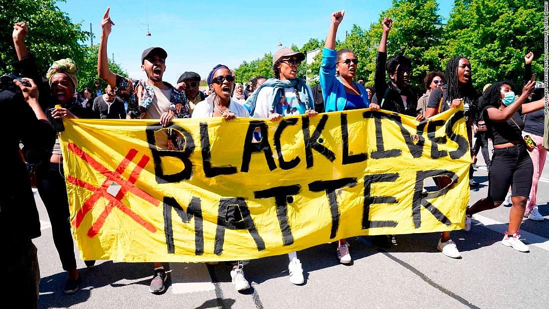 A protest rally against the killing of  George Floyd in police custody.