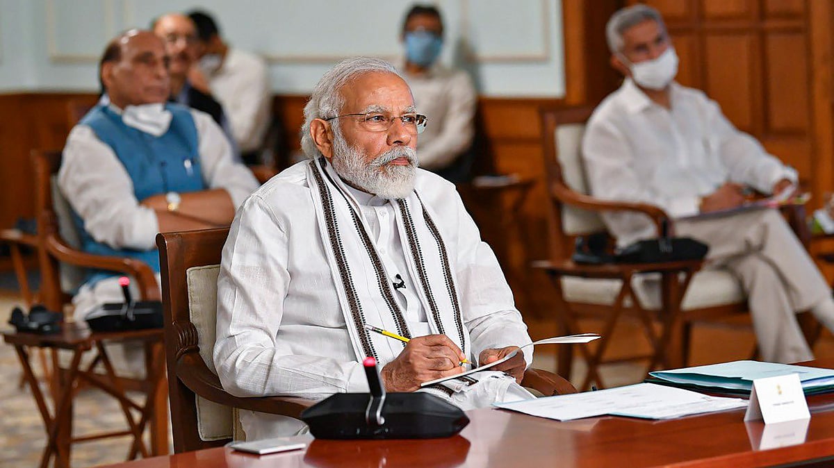 PM Modi at the all-party meeting. 