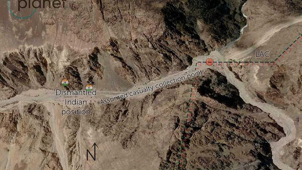 Galwan River Valley, showing partially dismantled Chinese position and trucks, as on 16 June 2020. Image used for representational purpose.