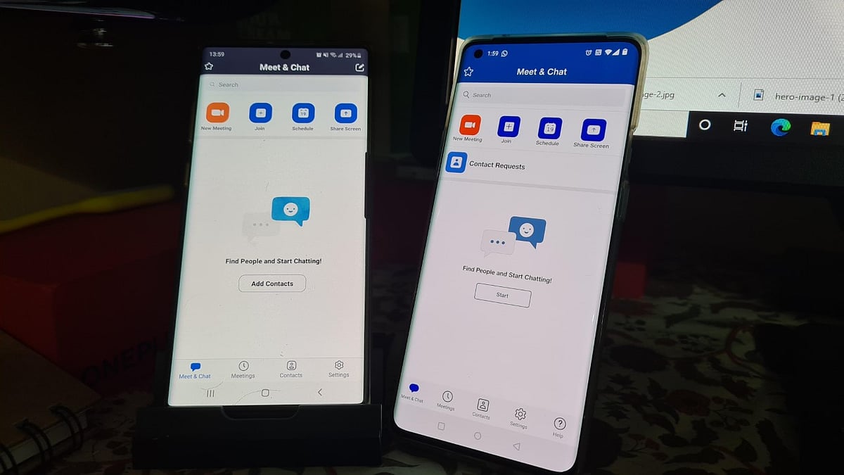 JioMeet app (right) has similar icon placements like the Zoom app (left).