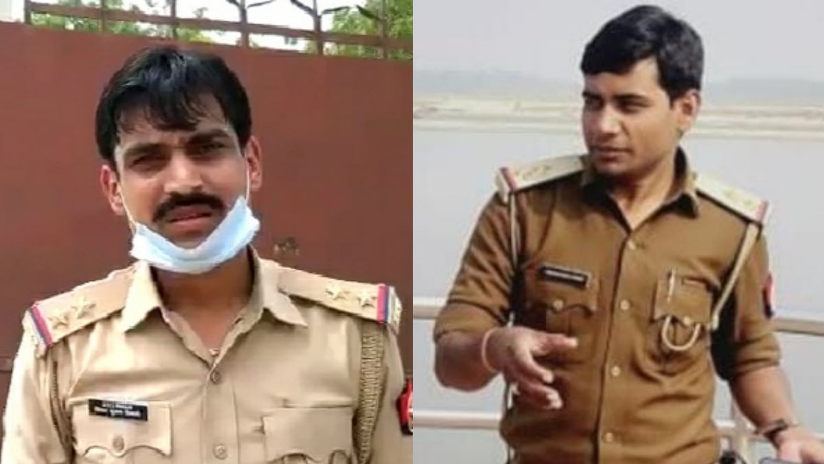 Suspended Station Officer of Chaubepur, Vinay Tiwari, and Beat Incharge KK Sharma.