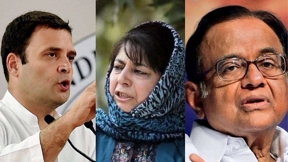 Left: Rahul Gandhi. Midlle: Mehbooba Muft. Right: P Chidambaram.