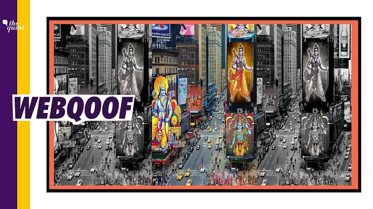 An image created using online generator is viral with the false claim that it shows Ram idols being displayed at the Times Square in US.