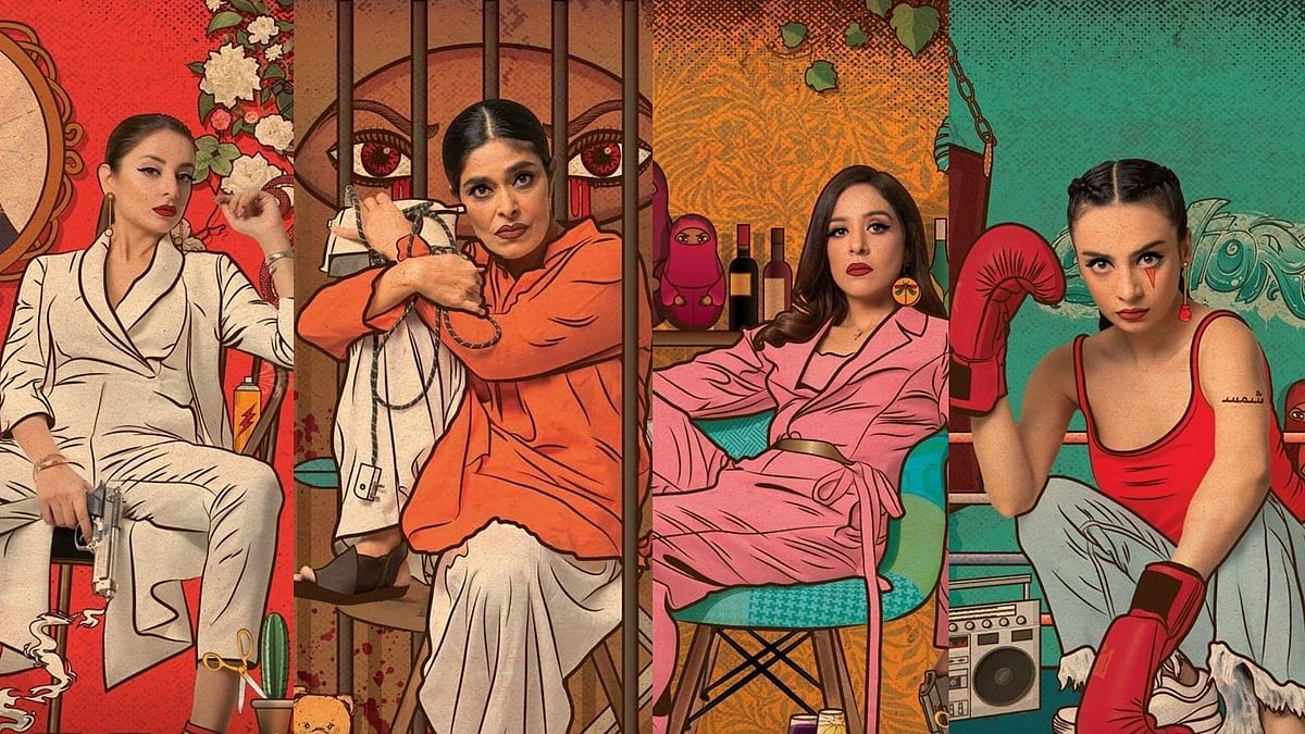 Actors Nimra Bucha, Yasra Rizvi, Sarwat Gilani and Mehar Bano in web series 'Churails'.
