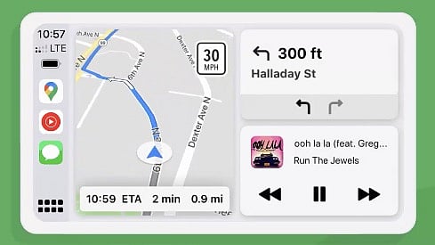 Screenshot of Google Maps on Apple’s CarPlay interface