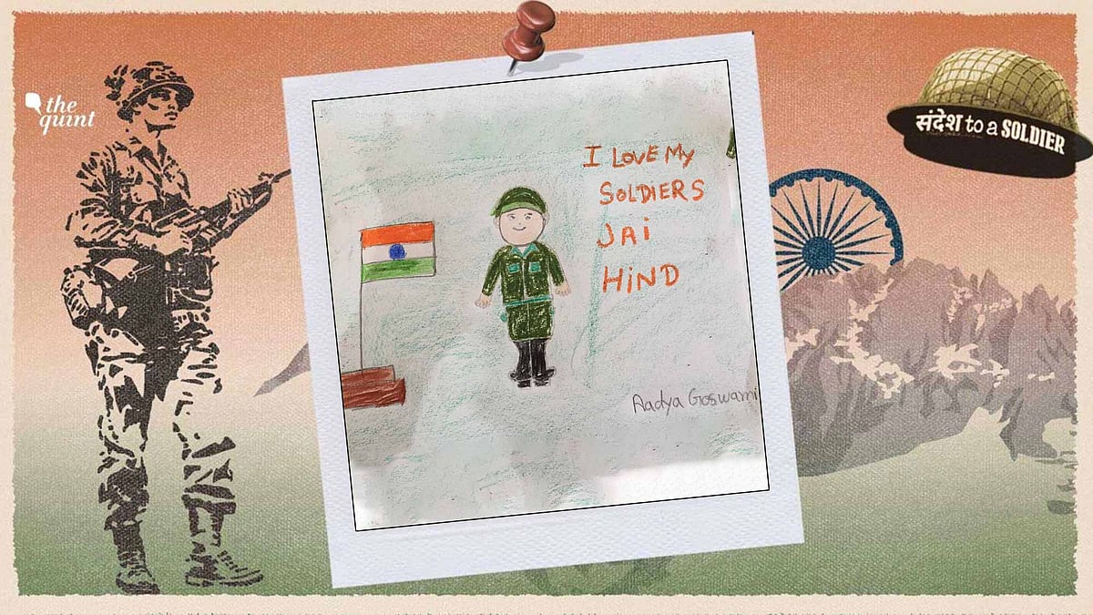 Children from across India draw their sandesh to a soldier.
