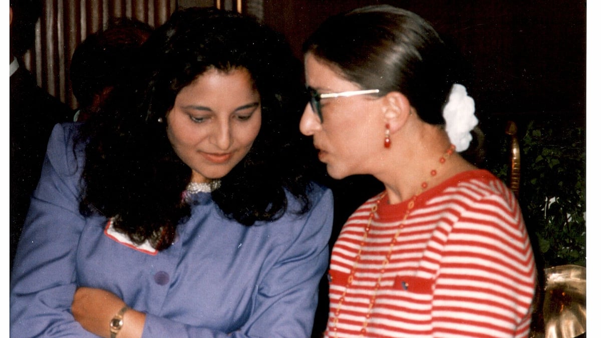 This image is “from the reception [RBG] graciously agreed to host at the Supreme Court for the fledgling Indian American bar association in 1995”, writes Indian American lawyer, Preeta Bansal.