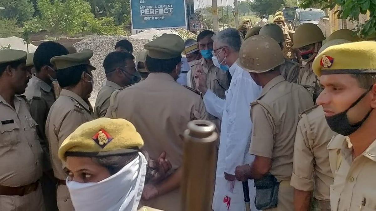 A delegation of Trinamool Congress MPs were stopped on their way to meet the Hathras victim's family were stopped 1.5 kms away from the victim's home.