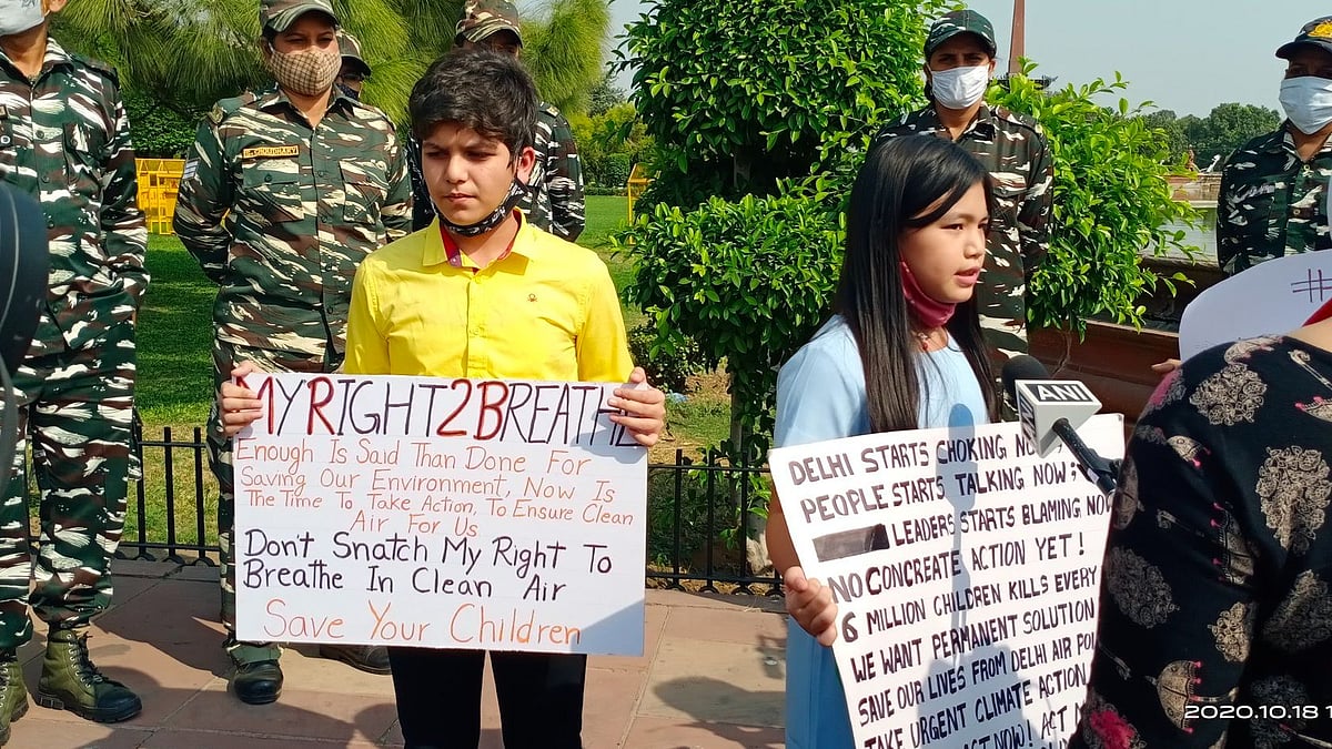 A photo of Licypriya and Aarav from the ‘awareness drive’ on Sunday, 18 October. 