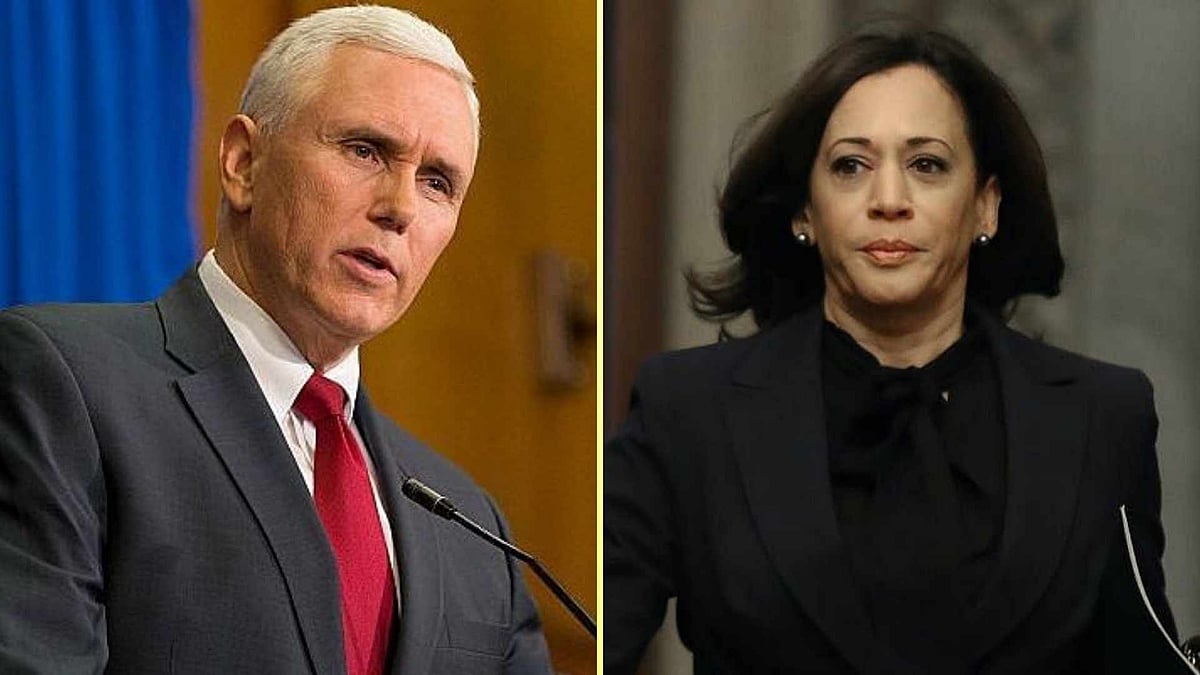 Mike Pence (left) and Kamala Harris (right).&nbsp;